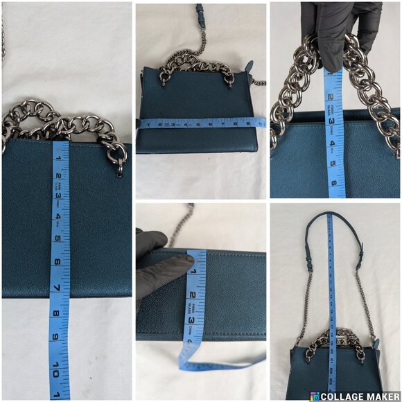 CHARLES & KEITH Teal Chain Handle Tote Bag Shoulder Bag - Picture 15 of 15